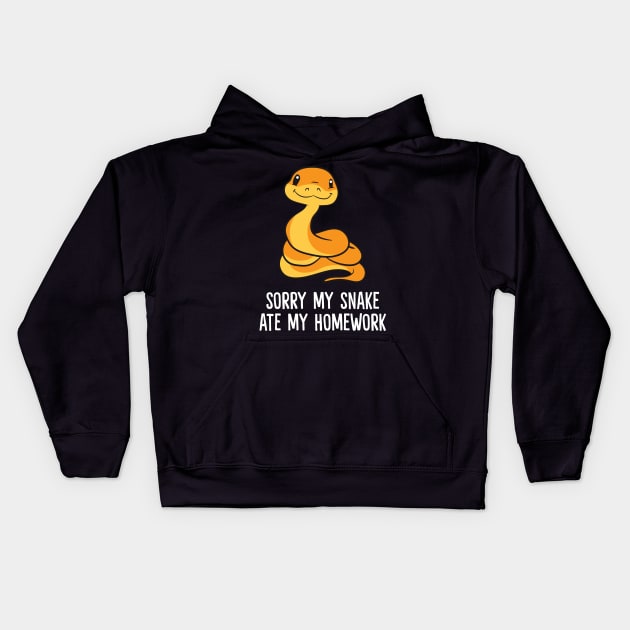 Snake Pet Son Daughter School Sorry My Snake Ate Homework Kids Hoodie by EQDesigns